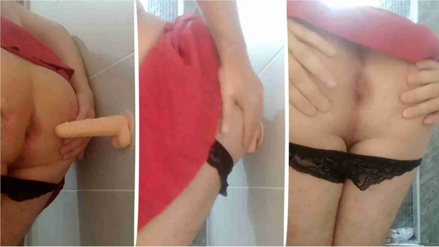 Kırmızı etekli ve dantel külotlu bir hanım evladı sürtüğünün anal eğitimi