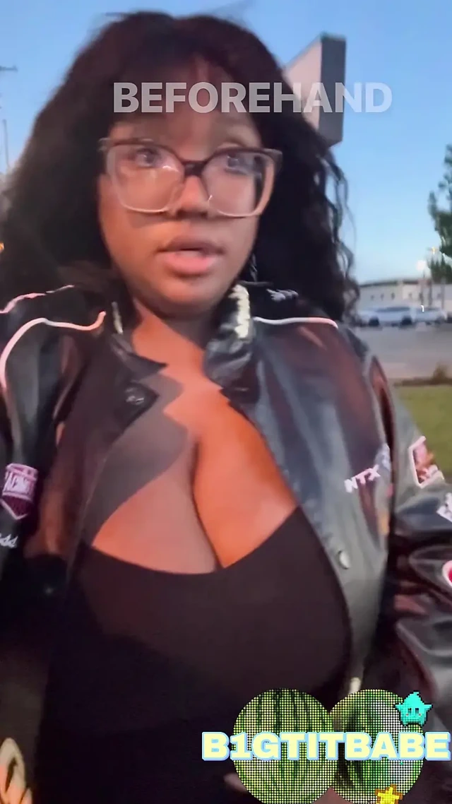 Huge tits outside almost caught+ walking around