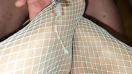 I cum on my stepmom's sexy legs in stockings after riding her