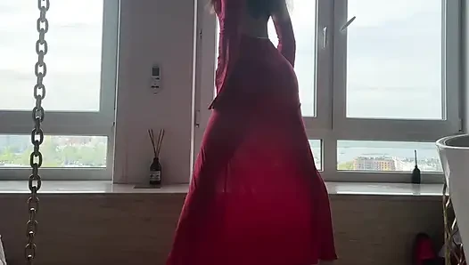 Evde rahatlatıcı - yoga - mükemmel şeffaf elbise