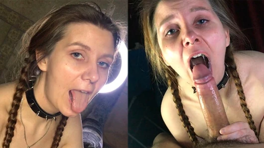 Büyük bir yarak, güzel yüzlü uzun saçlı orta yaşlı seksi kadının boğazına derinden giriyor - lovessie