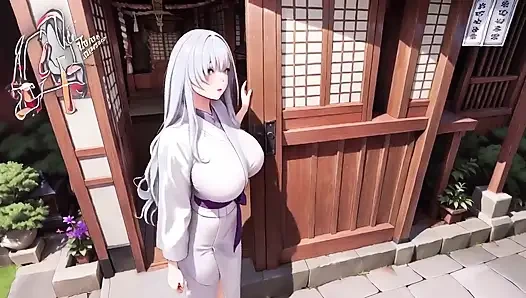 Japon bahçesinde özel banyo, ıslak görünüm çılgınca!