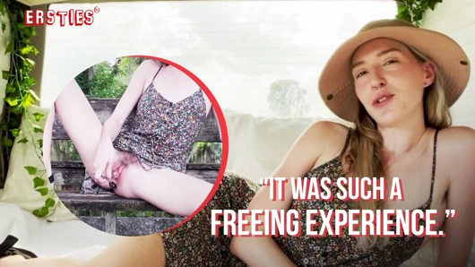 Ersties - hippi şık zoe parktaki bankta iniyor ve sonra fışkırtıyor