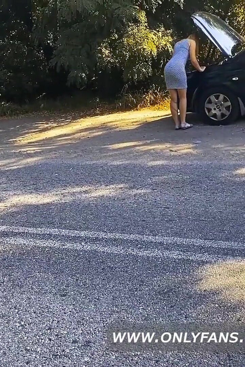 Sarışının arabayı düzeltmesine yardım etti ve onu sikti