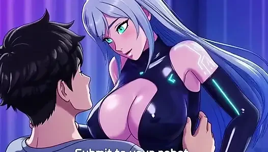 Android sex robot malfunctions and dominates her owner Hentai