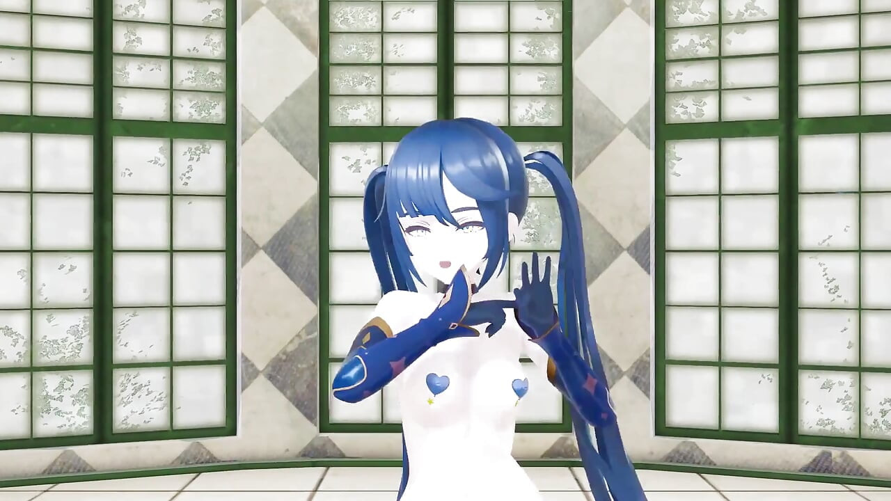 Mona Genshin impact hentai çıplak dans mmd 3d - mavi saç rengi düzenleme smixix
