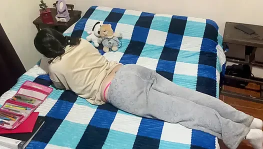 My roommate wants to do her homework, but she never says no to my penis.