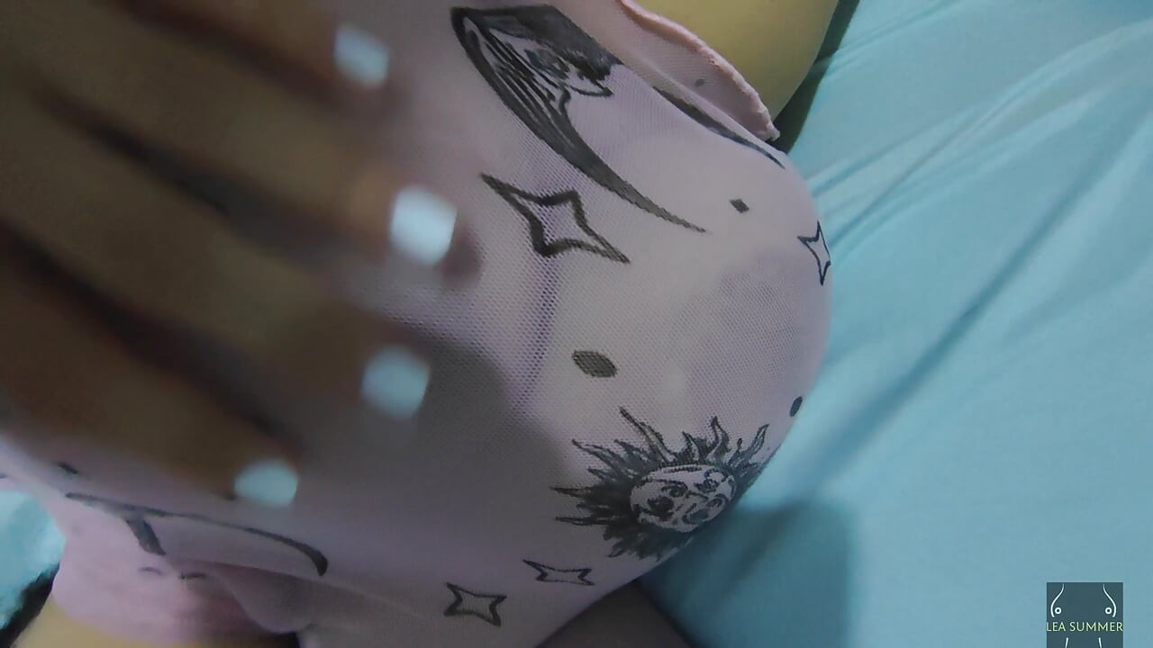 I give a black guy a handjob with my pussy, my feet, and my big tits