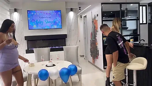 I cuckold my PREGNANT wife with my sister-in-law at our party and she ends up joining a very hot threesome