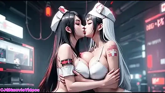 İblis kraliçesi iki kız öpücüğü istiyor (ai animasyonu)