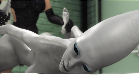 Bir hapishanede kadın uzaylı sıcak bir dickgirl tarafından sert becerdin alır