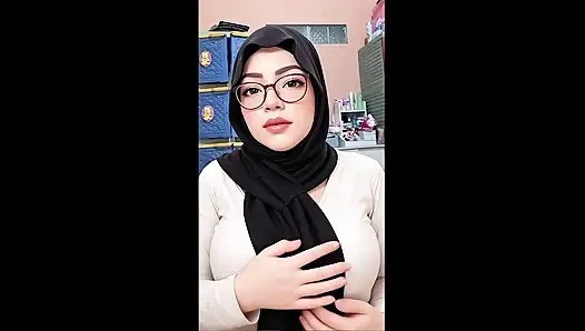 Tesettürlü kız tobrut mbg mutfak çalışanı gösteriş yapmayı seviyor