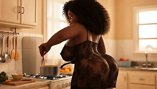 Mooie zwarte Braziliaanse babe verlaat smetteloos het huis om haar beste vriendin te verwelkomen