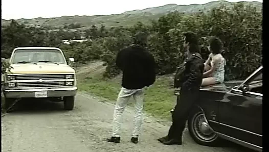 Ateşli götlü esmer piliç açık havada - yarak emiyor ve sikişiyor