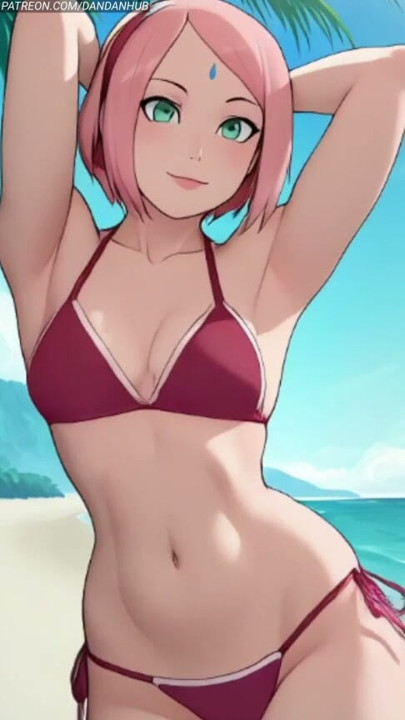 Sakura haruno bikini plaj esneme