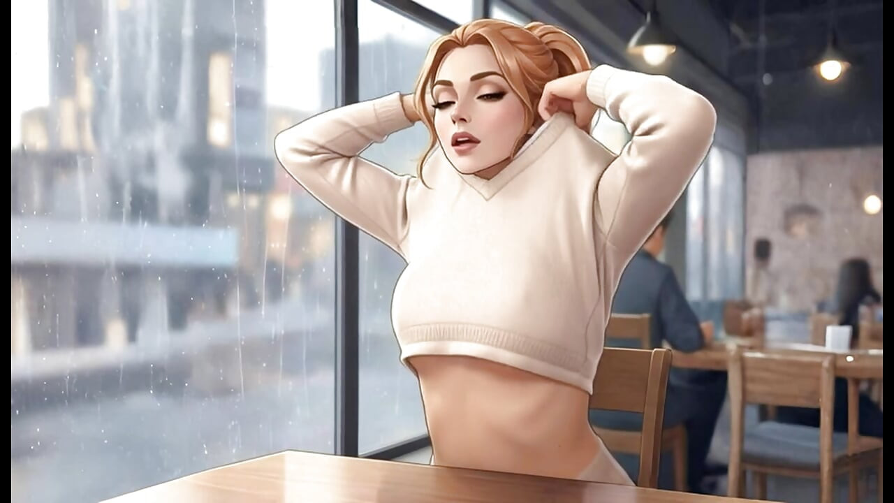 Yapay zekalı orta yaşlı seksi kadın kafede sikişiyor