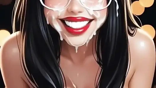 Komik esmer kameraya bakıyor (ai animasyon)