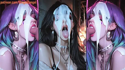 Anime karakterleri yüzlerini tamamen dölle kaplıyor.