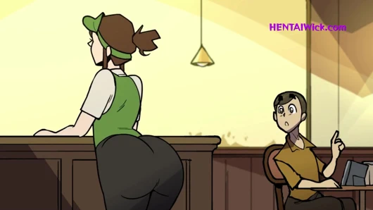 Dev emziren memeli tombul barista orta yaşlı seksi kadın - 3 boyutlu çizgi film parodi hq