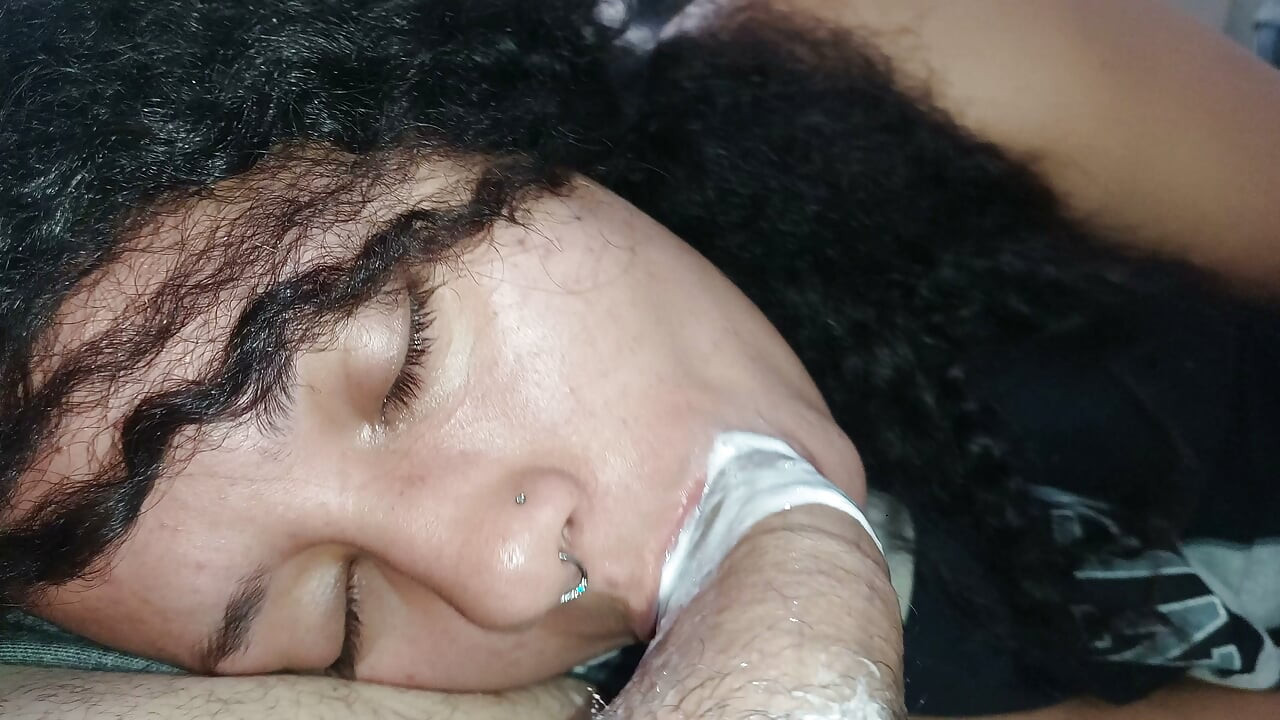 POV: Underneath the cuckold's balls, heavy with lust, that little mouth sucks him to orgasm.