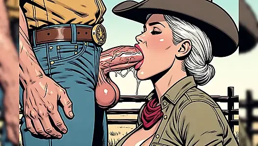 Seksi retro sanat kovboy kızlar yarak emiyor