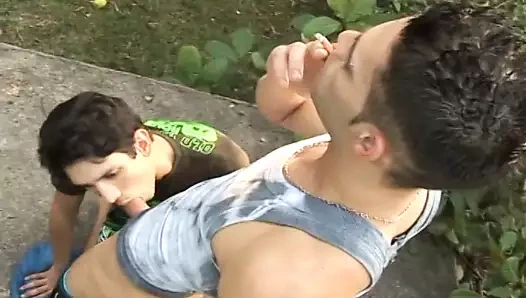 Twink Latino guys enjoy some good time in the forest