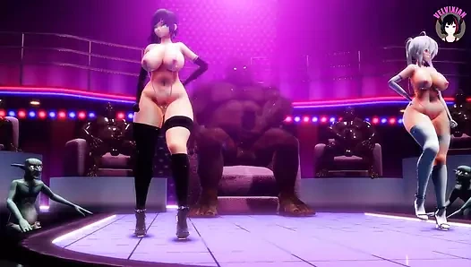 Büyük götlü seksi iri güzel kızlar dans ediyor (3 boyutlu hentai)