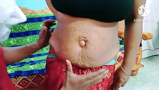Neighbour Aunty's hot navel suck with honey by desi boy - tamil dirty talk with loud moaning