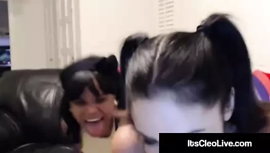 Dick delinmiş onun cleo alır horoz &amp; siyah kız arkadaşı ile boşalmak!