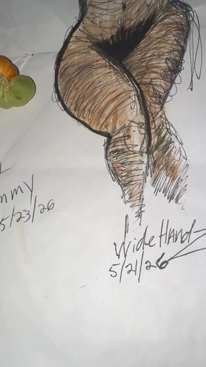 Bu bir WideHandz test mankeniydi. Bu orijinal çizimin bir kopyasıdır, birkaç renkli kalemle renklendirilmiştir.