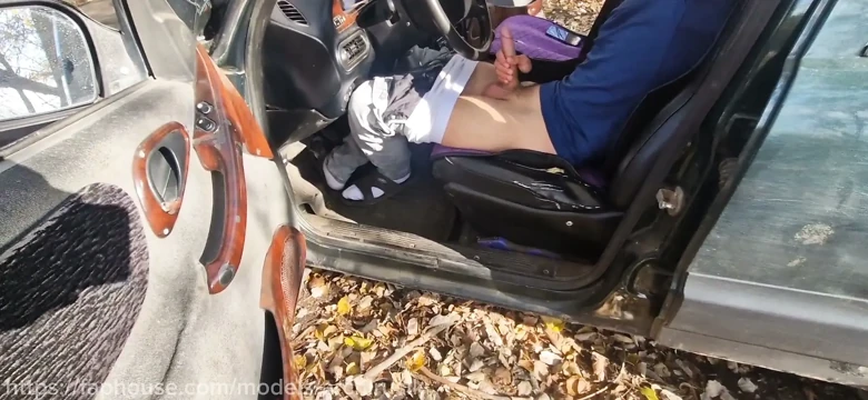 I spied on a straight guy while he was jerking off his huge penis in the car and gave him a hand job.