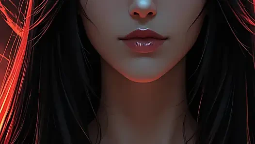 Jet siyah saçlı ve amber gözlü gölge suikastçı savaşçı kadın karanlık fantezi portre ai art slayt gösterisi