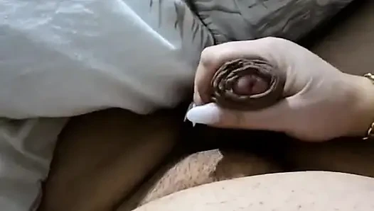 Big ass step mom agrees to share bed with step son and handjob his dick