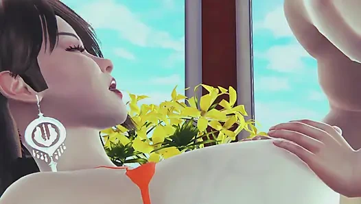 Aşık üvey anne tutkuya sahip olmadan çok uzun bir süre sonra kendini sevişmeye karar verir - 3d animasyon tam