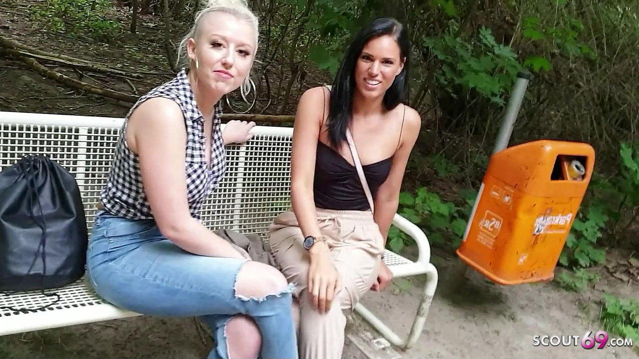 Two real German Teen talk to Amateur FFM 3Some in Public Park