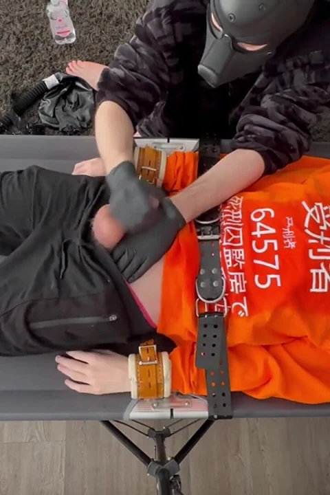 Gas Mask Boy Strapped Down and Edged