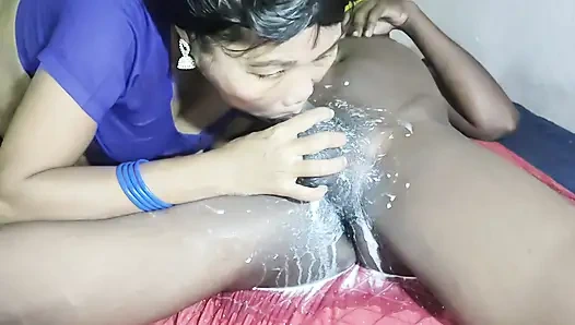 Indian Slut wife got Orgasm in 69 position, and she takes huge Cumshot on face.