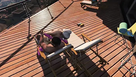 GTA V Big Booty Lady in pink gloves destroys Franklin Part 3