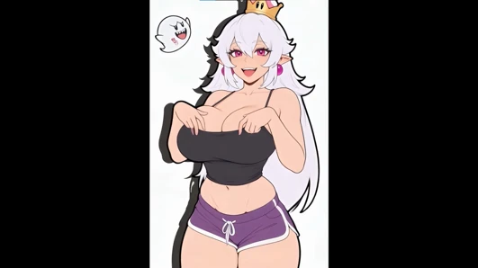 (yapay zeka oluşturuldu) Peach, Rosalina, Boo, Bowsette, Pauline ve Daisy'nin derlemesi