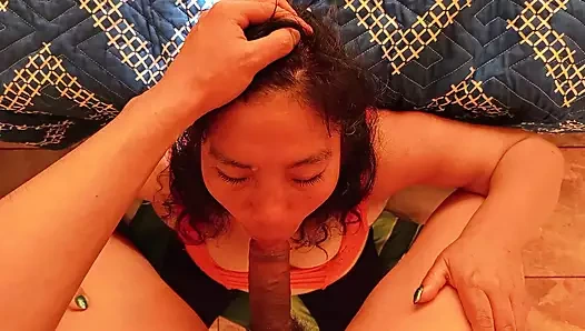 My mature Christian is learning to suck my cock, it doesn't fit