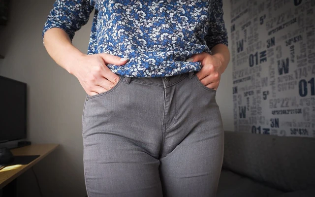 Naughty Colleague Seduces You with Camel Toe in Tight Jeans