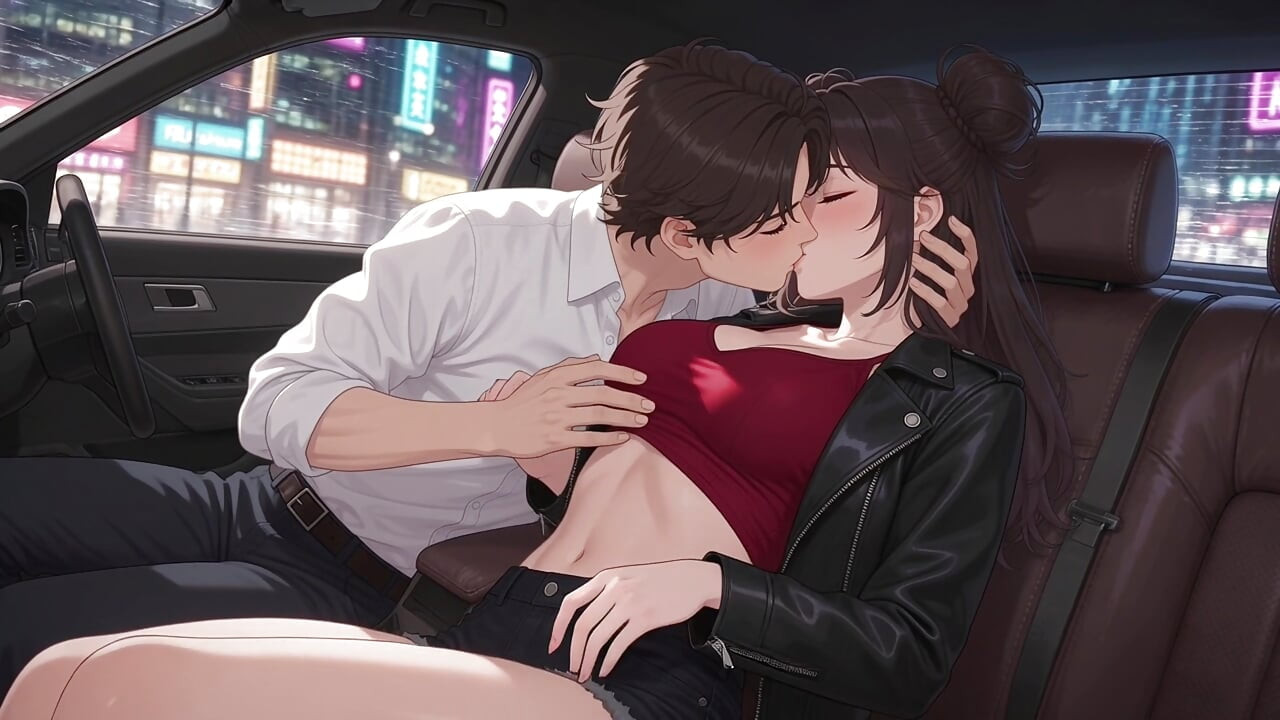 The girl flirted with the taxi driver and he made her feel good