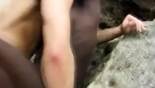 Beyaz sapık plajda afro hotty pound