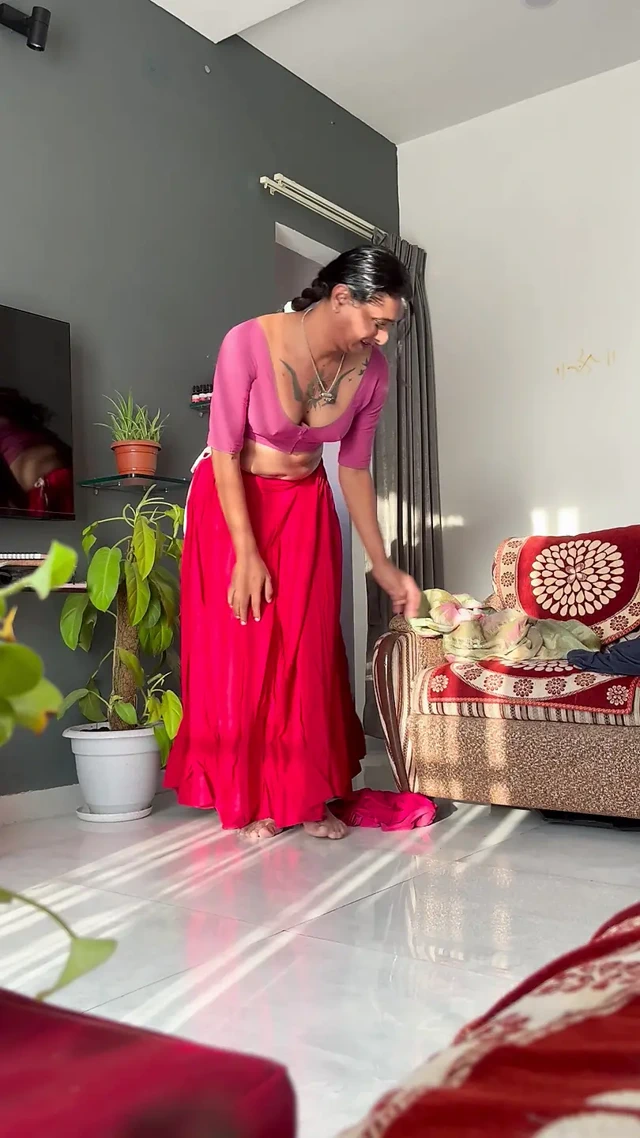 Indian transformation wearing hot saree