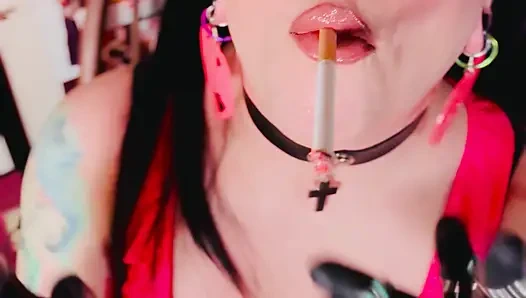 18 Rings & Latex Gloves! Miss Tina Snua Smoking 2 Cork Cigarettes For Her Glove Fan! - Smoker OMI OME Snap Inhales Drifting