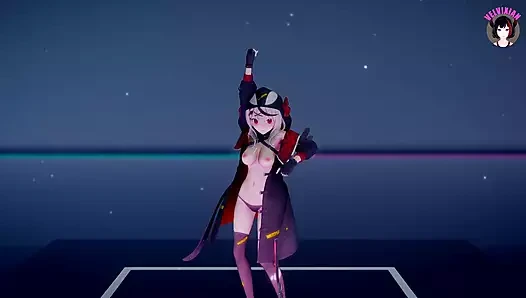 Seksi genç kız sadece külotla dans ediyor (3 boyutlu hentai)