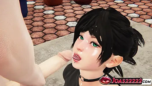 Gotik yuko ıslak 3D animasyon - frenulum yalama, büyük memeli meme sikişi, sansürsüz hentai'de ağzına gırtlağına kadar boşalma