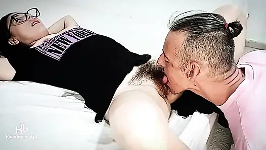 Daddy is addicted to my hairy pussy