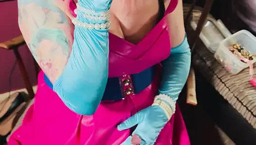 It's A Sin! Tina Snua In Leather & Satin Gloves Smokes A Cork Cigarette - OMI OME Snap Inhales Drifting Smoke Smoker