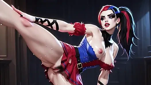 Harley Quinn sıkı amcıklı, büyük klitorisli ve ıslak.
